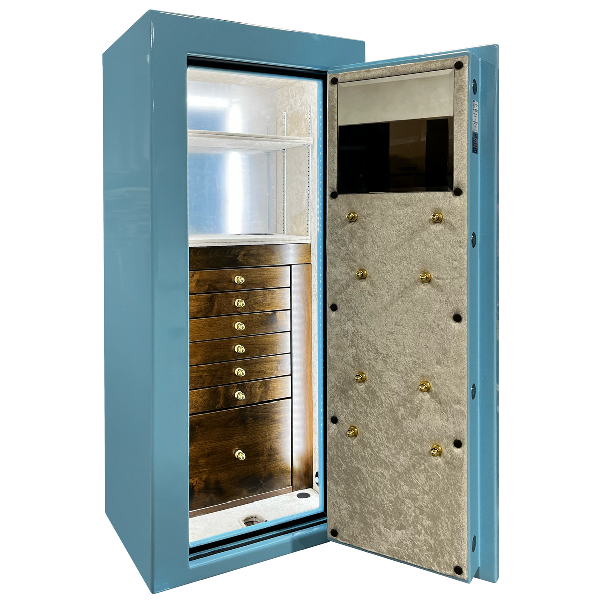Fort Knox Maverick 6026 Jewelry Safe | Sky Blue Gloss | 7 Drawer