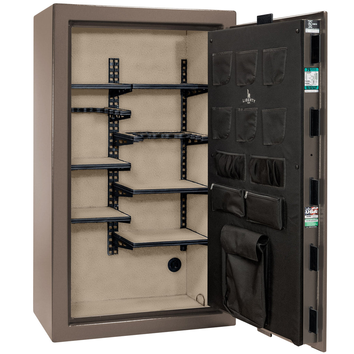 Colonial Series | Level 4 Security | 75 Minute Fire Protection | 30 | PRO FLEX DIMENSIONS: 60.5&quot;(H) X 36&quot;(W) X 22&quot;(D*) | Bronze Textured | Mechanical Lock - Open