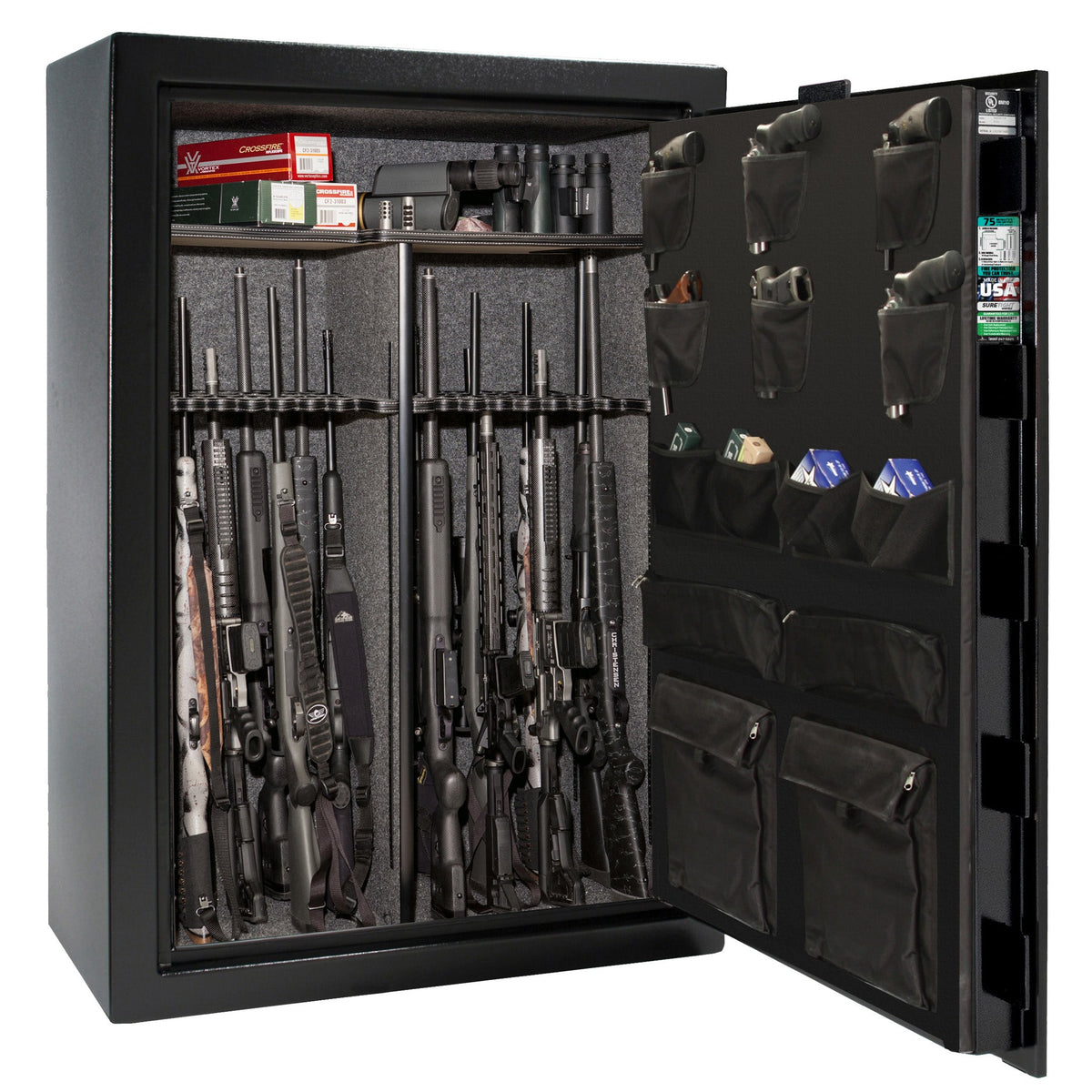 Fatboy Jr. Series | 48XL Edition | Level 4 Security | 75 Minute Fire Protection | Dimensions: 60.5&quot;(H) x 42&quot;(W) x 27.5&quot;(D) | Up to 64 Long Guns | Black Textured | Electronic Lock