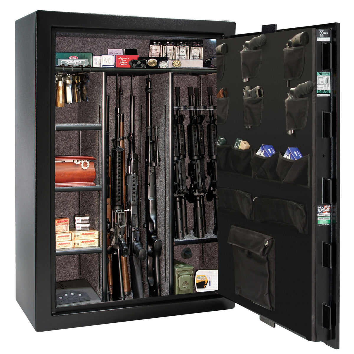 Fatboy Jr. Series | 48XT | Level 4 Security | 75 Minute Fire Protection | Dimensions: 60.5&quot;(H) x 42&quot;(W) x 22&quot;(D) | Up to 48 Long Guns | Black Textured | Electronic Lock