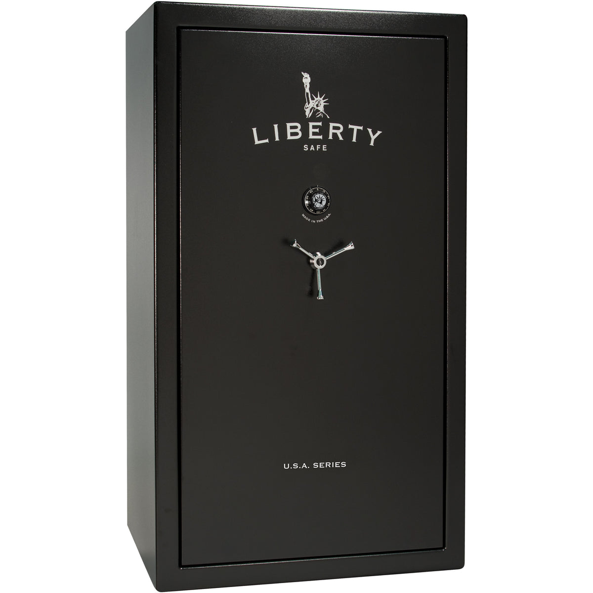 USA Series | Level 3 Security | 60 Minute Fire Rating | 50 | Dimensions: 72.5”(H) x 42”(W) x 27.5”(D) | Black Textured | Mechanical Lock - Closed Door