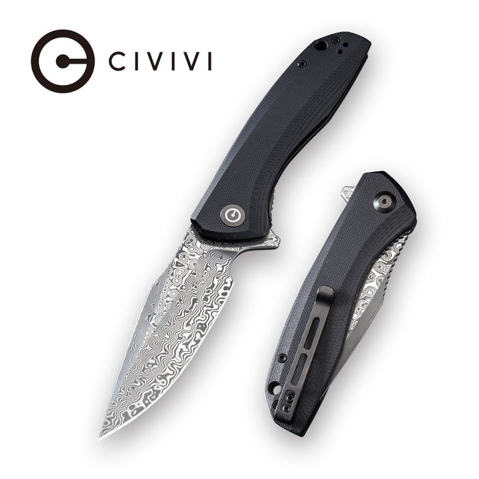 CIVIVI Baklash | Flipper Knife G10 Handle (3.5" Damascus Blade)