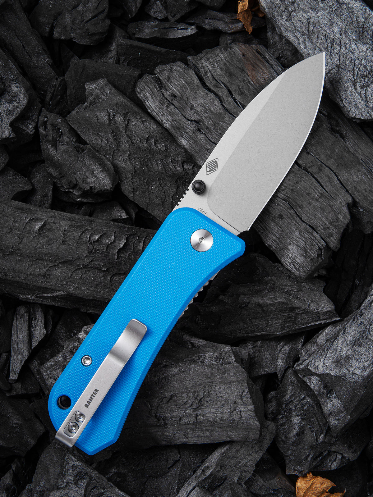 WE Banter | Blue G10 Handle Gray S/S Liner Stonewashed CPM S35VN Blade