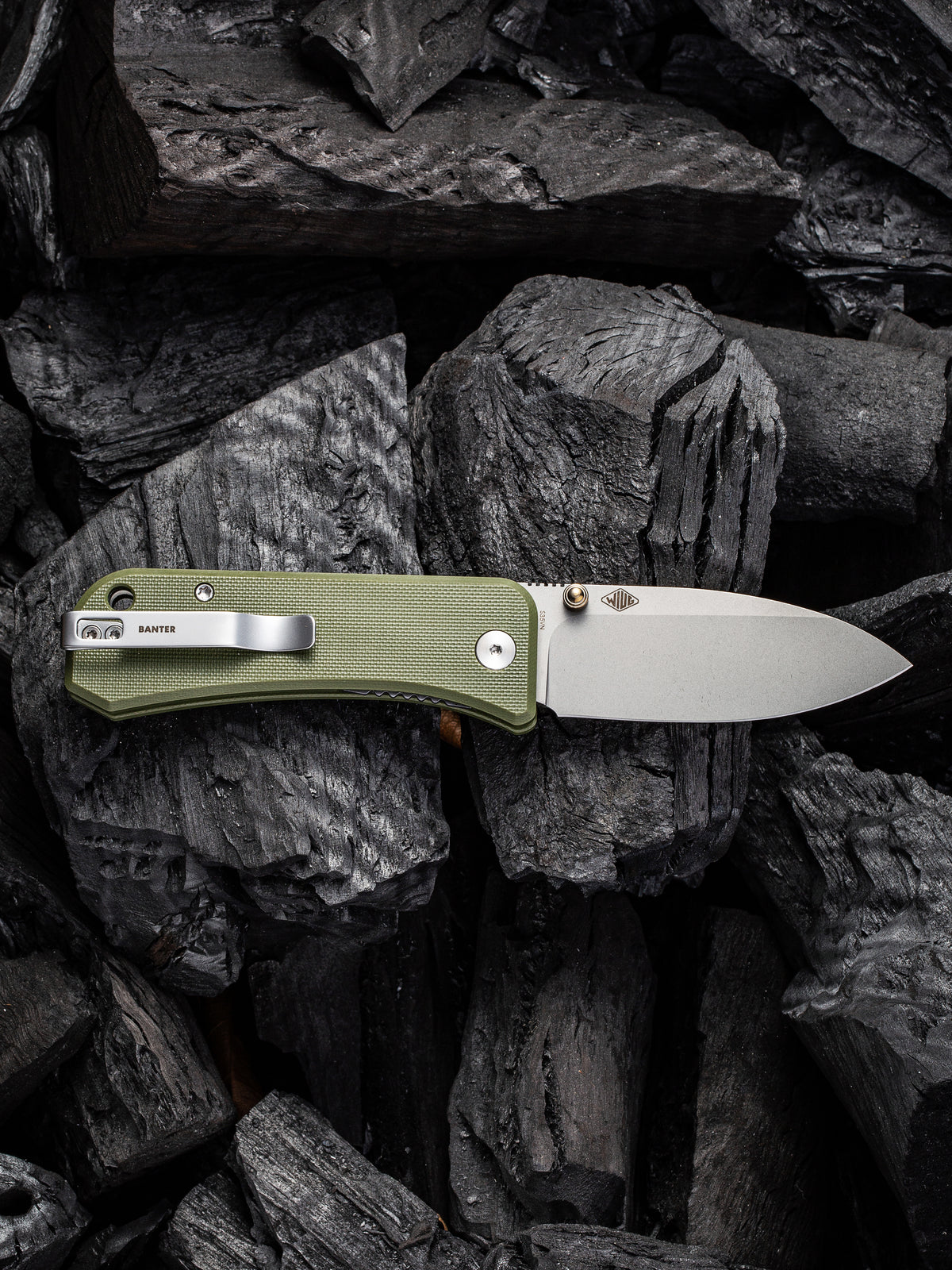 WE Banter | Green G10 Handle Gray S/S Liner Stonewashed CPM S35VN Blade