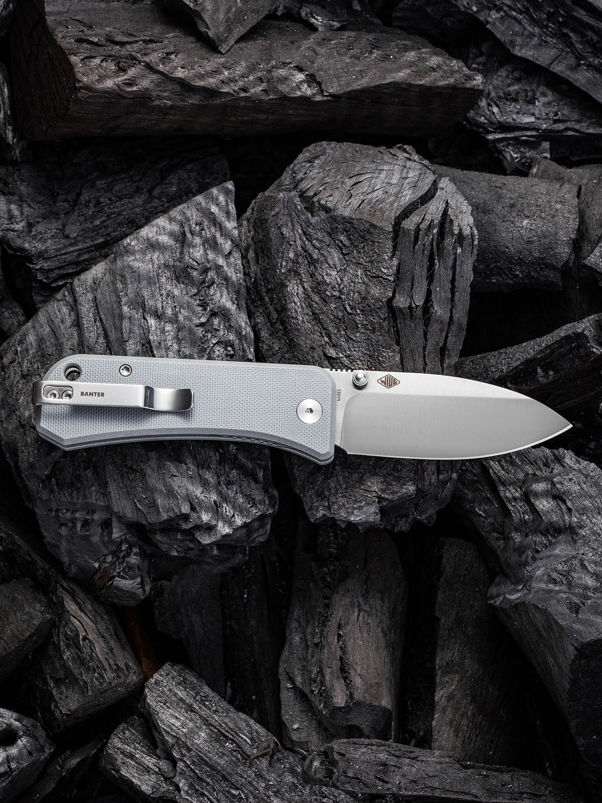 WE Banter | Gray G10 Handle Gray S/S Liner Stonewashed CPM S35VN Blade