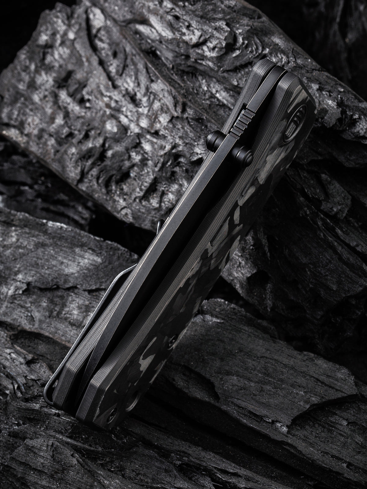 WE Banter | Marble Carbon Fiber Handle Black Stonewashed S35VN Blade Nested Liner Lock