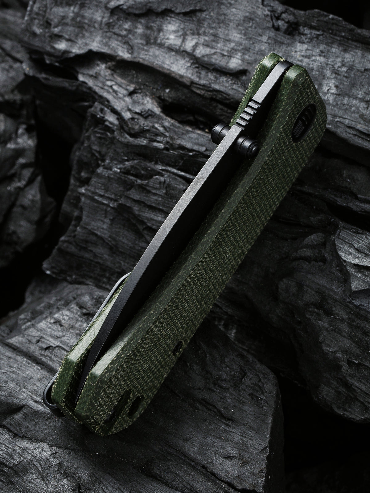 WE Banter | Green Micarta Handle Black Stonewashed S35VN Blade Nested Liner Lock