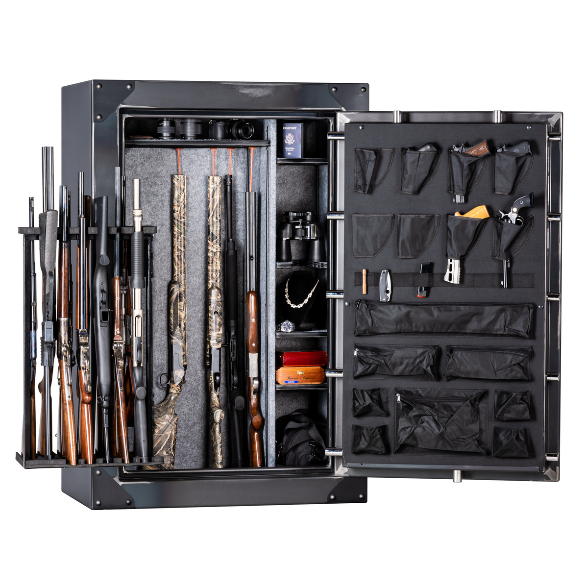 Rhino RSB6040EXSO Door Open at Full Swing and Swing Out Gun Rack at Full Swing