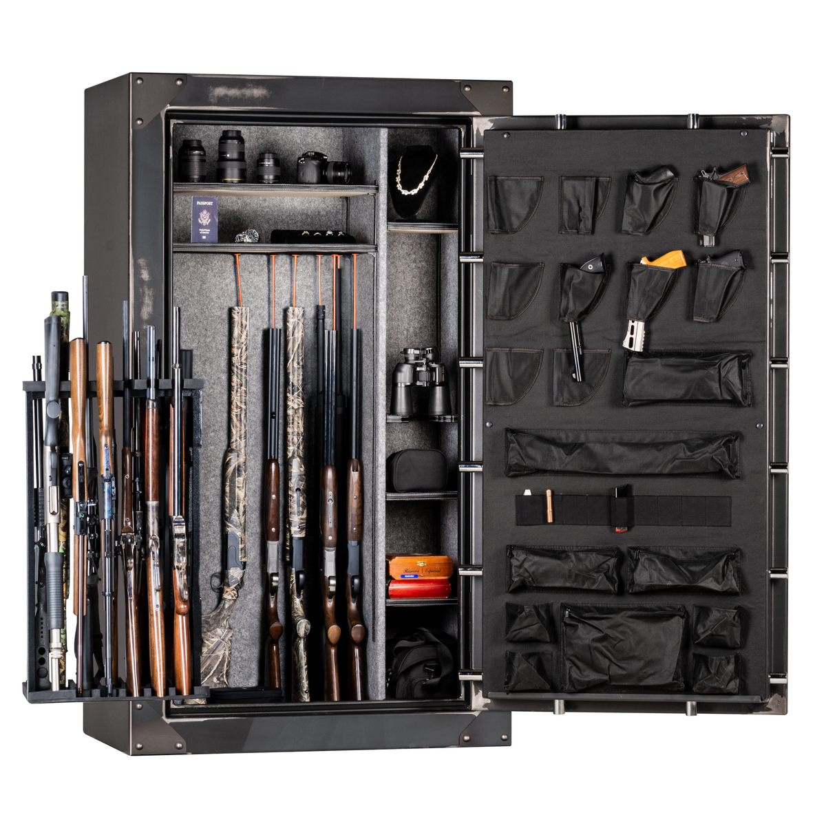 Rhino RSB7242EXSO Door Open at Full Swing and Swing Out Gun Rack at Full Swing