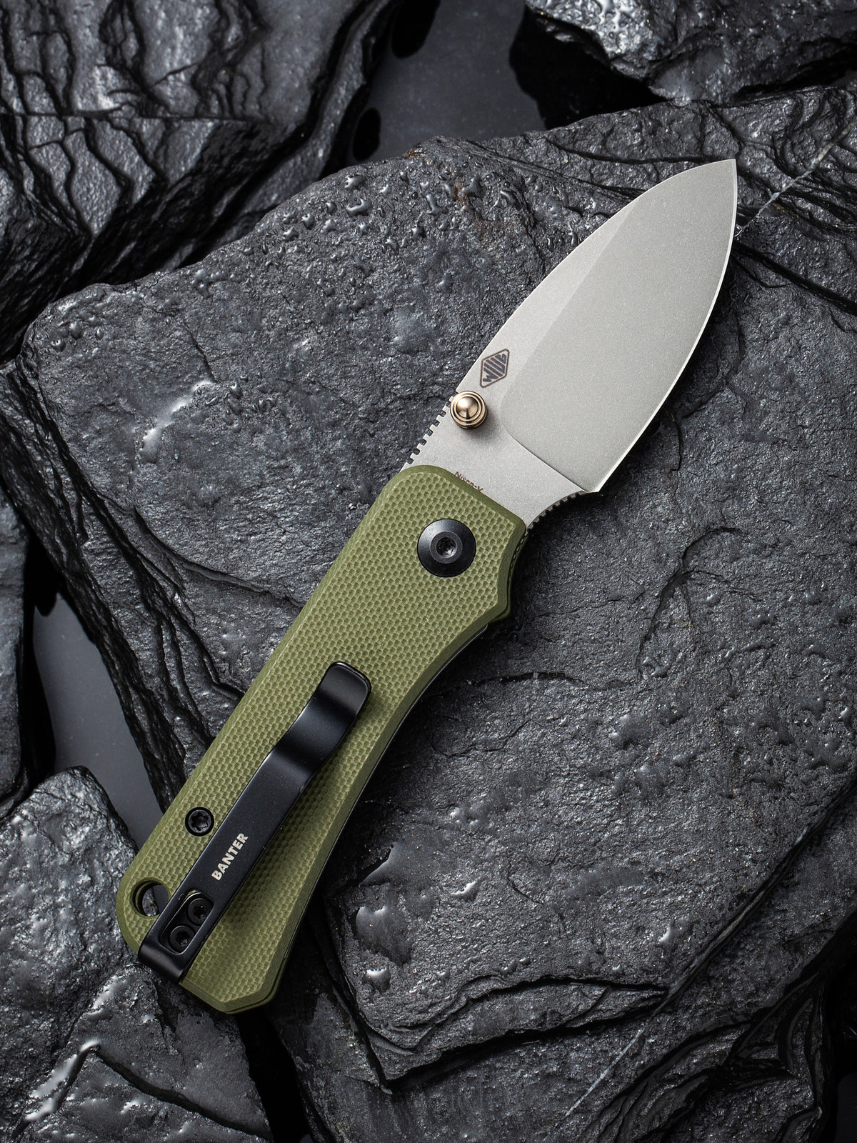 CIVIVI Baby Banter | Green G10 Handle Gray Stonewashed Nitro-V Blade Nested Liner Lock