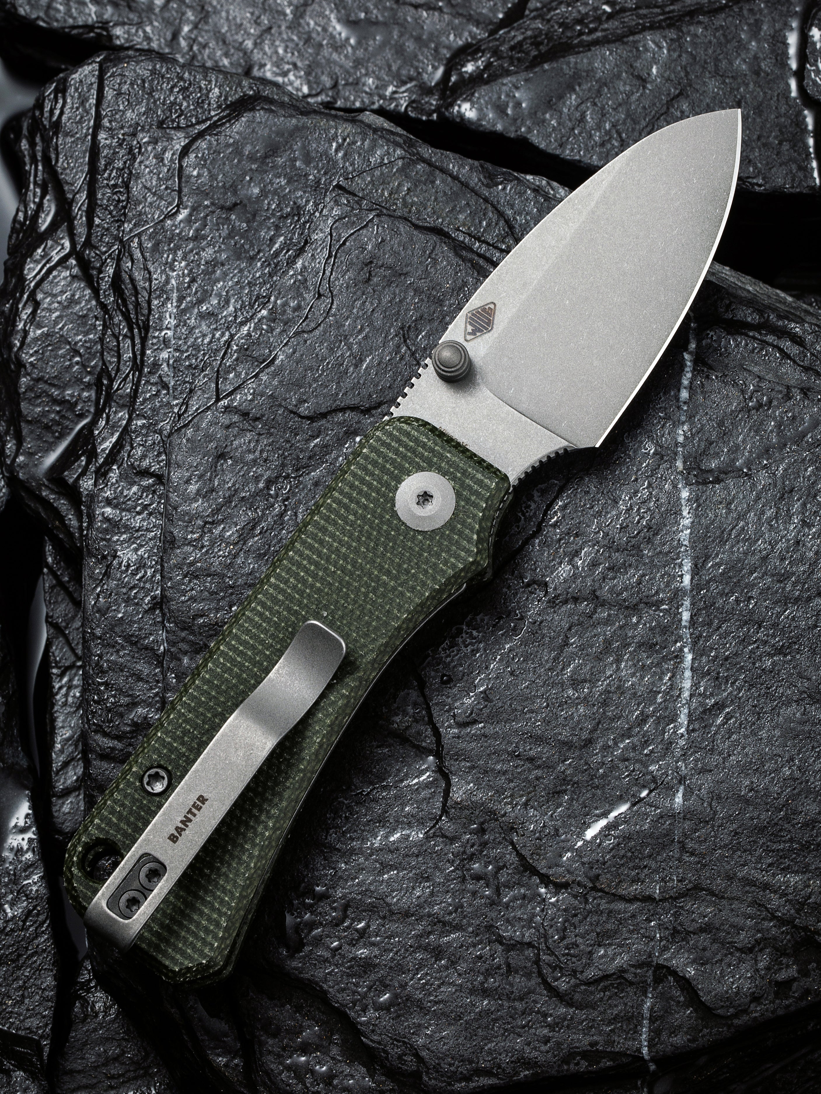 CIVIVI Baby Banter | Green Micarta Handle Gray Stonewashed Nitro-V