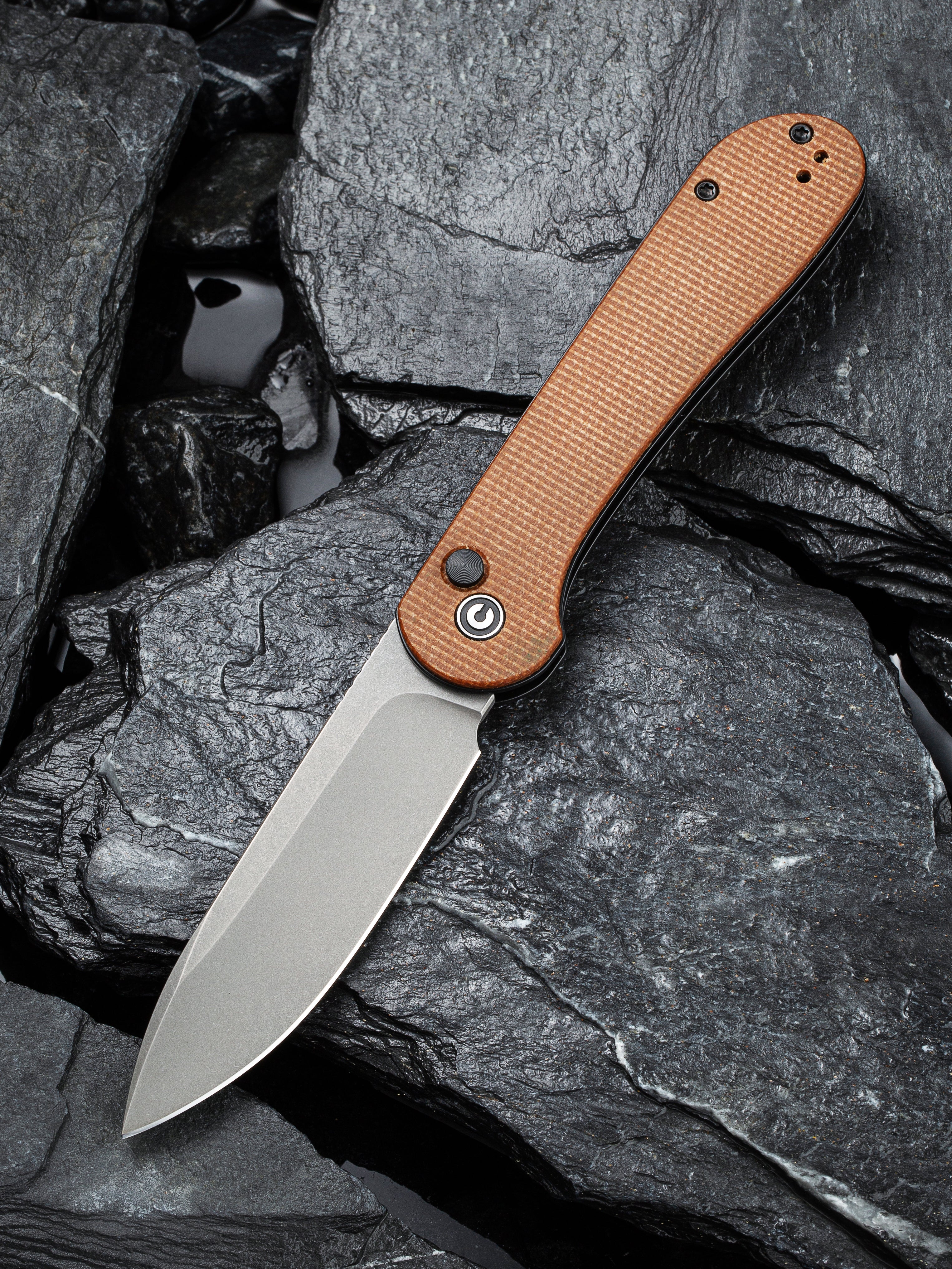 Civivi Mini Elementum Framelock Rubbed Brass Folding 14C28N Pocket Kni –  Atlantic Knife Company
