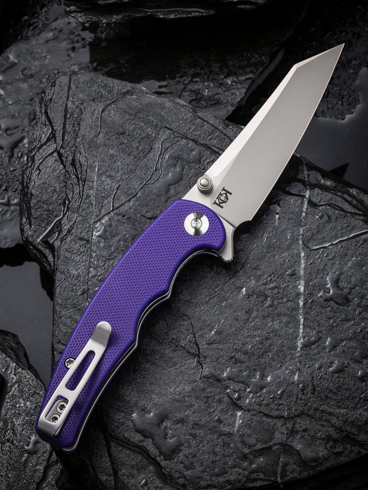 CIVIVI P87 Folder | Purple G10 Handle Silver Bead Blasted Nitro-V Blade Liner Lock