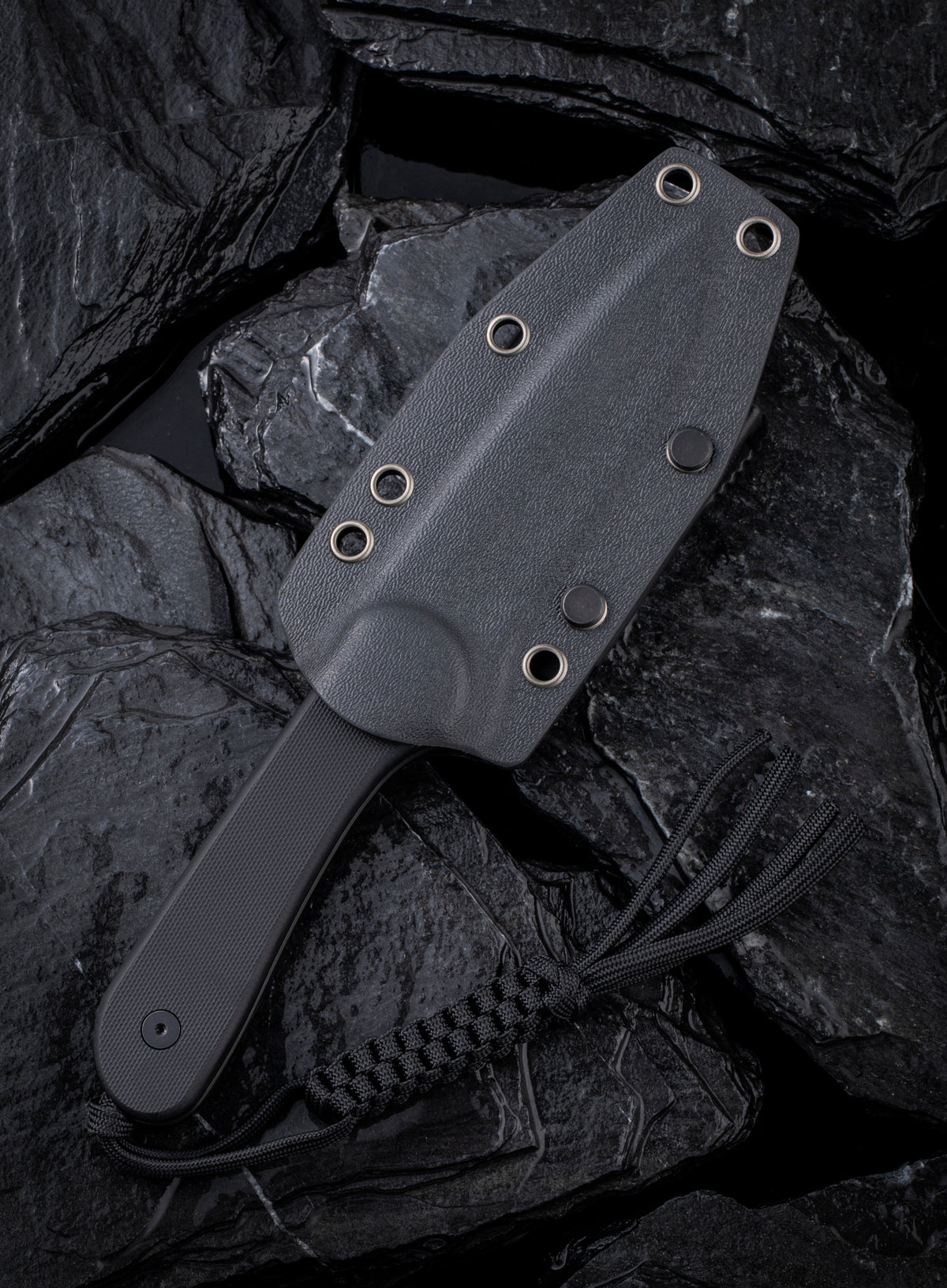 CIVIVI Fixed Blade Elementum | Black G10 Flat Handle Black Stonewashed D2 Blade w/ 1PC Black Kydex Sheath