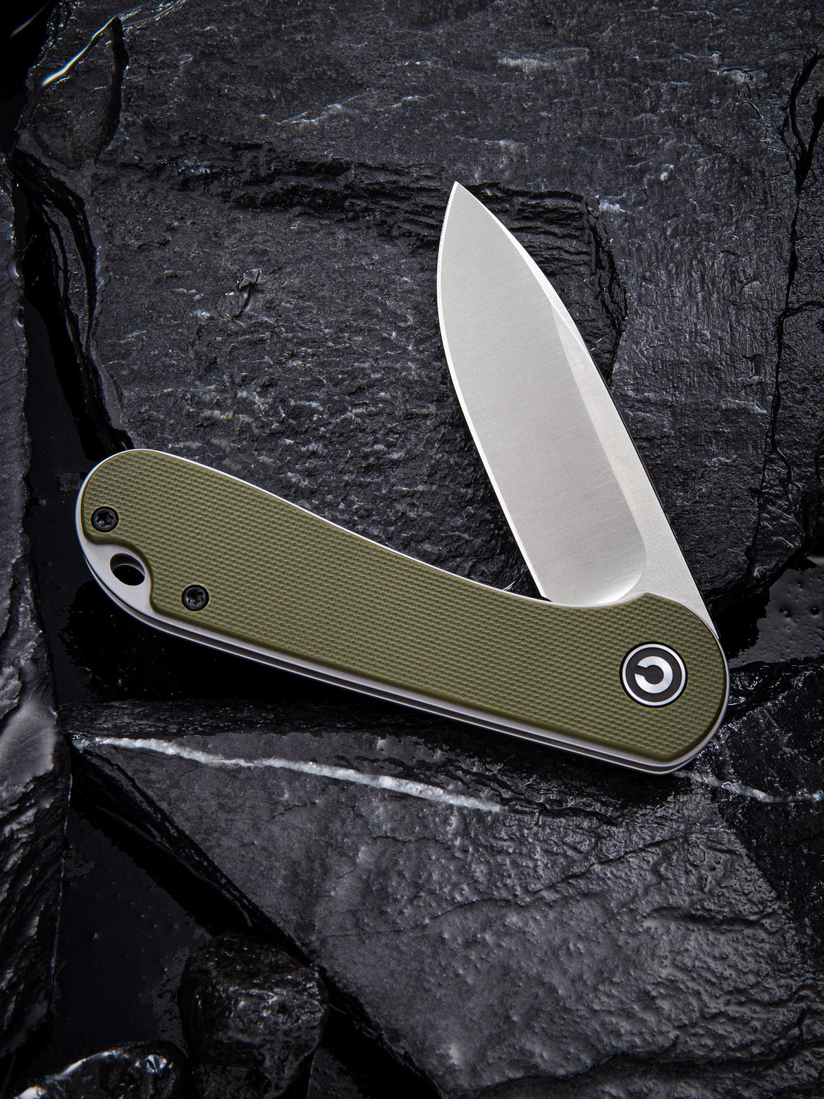 CIVIVI Elementum | Green G10 Handle Gray S/S Liner Satin Finished D2