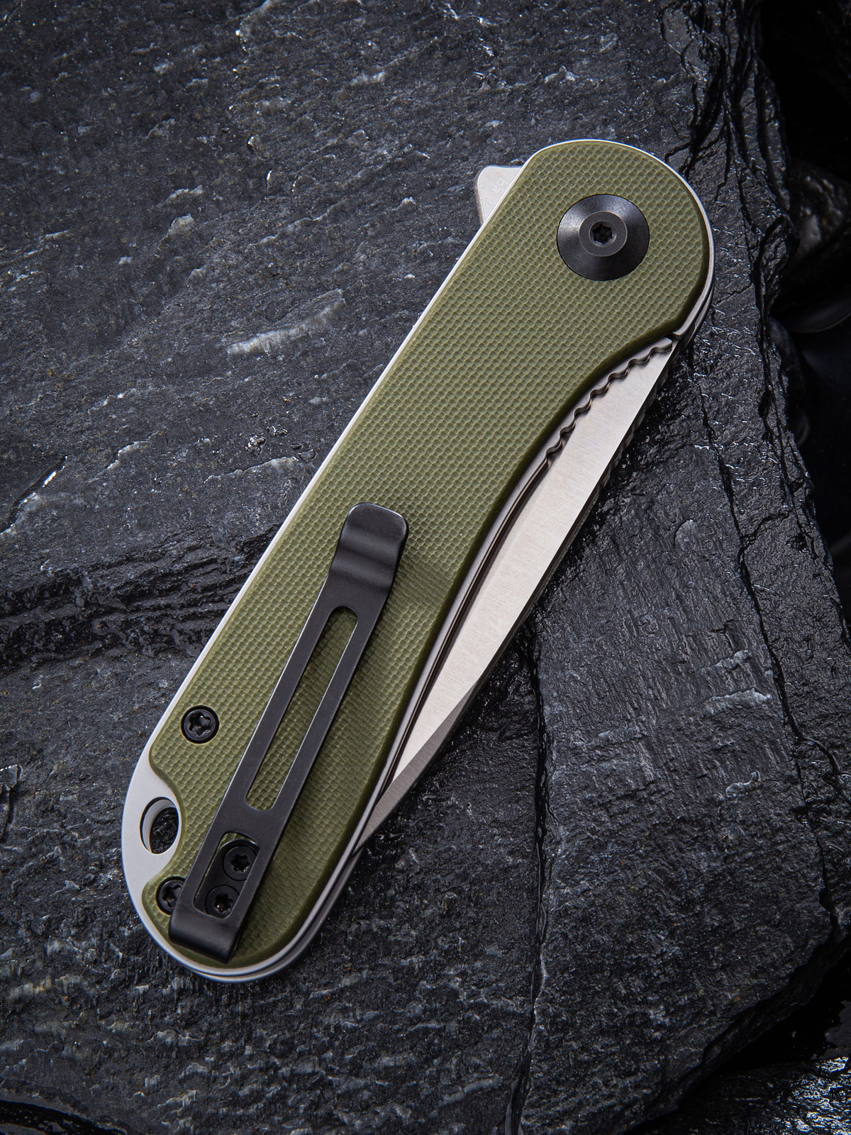 CIVIVI Elementum | Green G10 Handle Gray S/S Liner Satin Finished D2