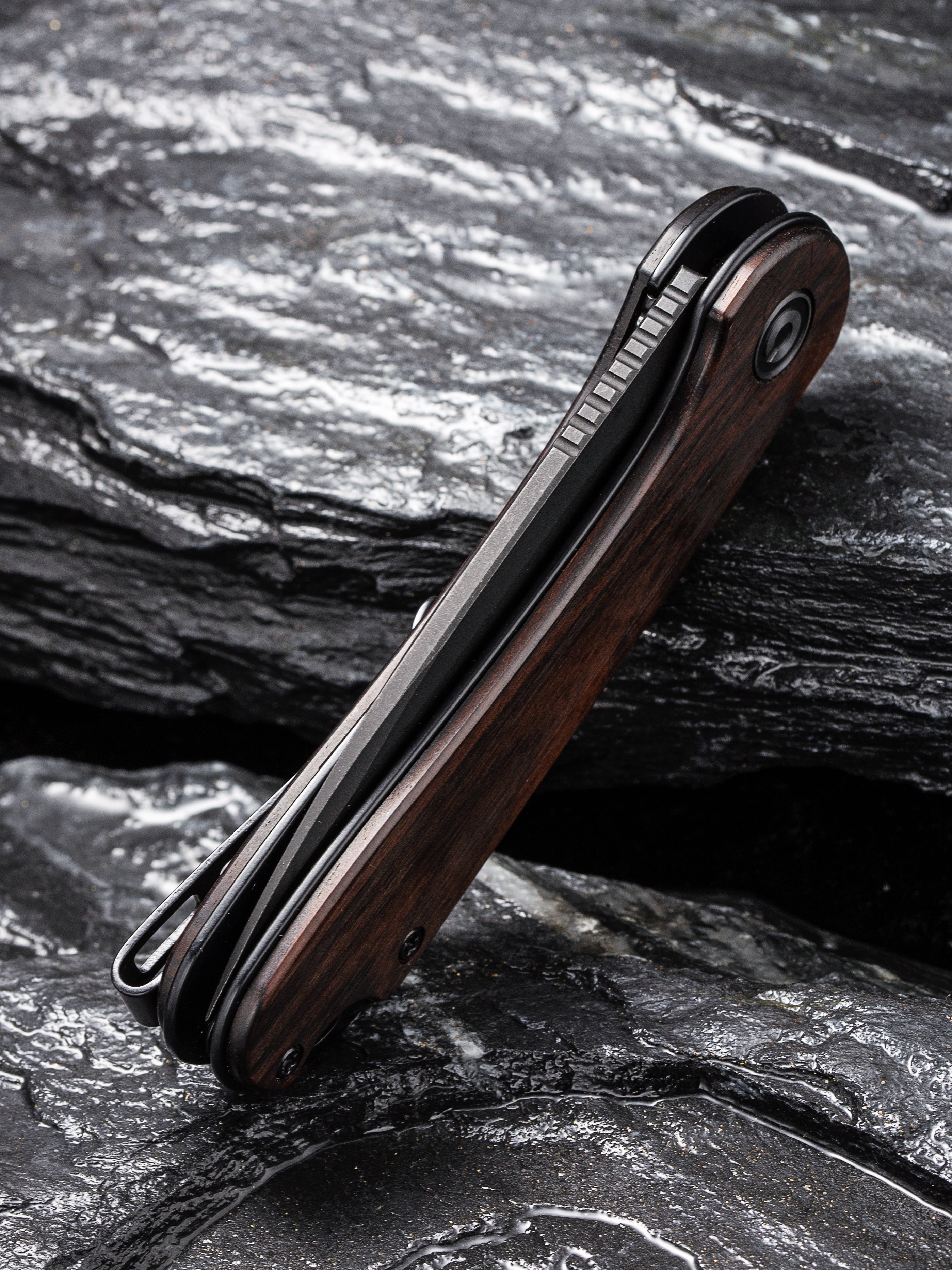 CIVIVI Savant  Black Steel Handle with Cuibourtia Wood Inlay Black St -  Bomb City Safes