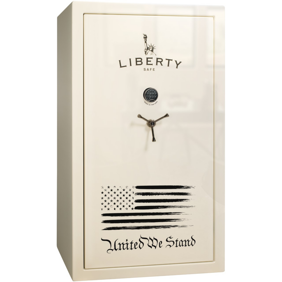 Liberty Colonial 50 White Gloss Flag Safe with United We Stand Logo