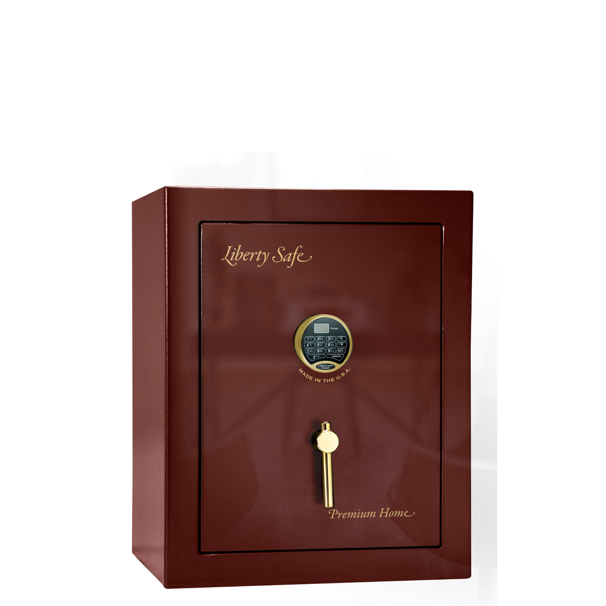 Premium Home Series | Level 7 Security | 2 Hour Fire Protection | 08 | Dimensions: 29.75&quot;(H) x 24.5&quot;(W) x 19&quot;(D) | Burgundy Gloss Brass - Closed Door