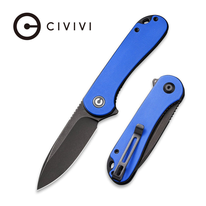 CIVIVI Elementum | Blue G10 Handle Black S/S Liner Black Stonewashed D2