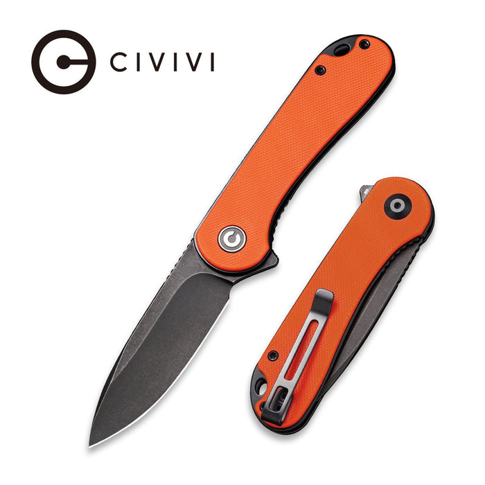 CIVIVI Elementum | Orange G10 Handle Black S/S Liner Black Stonewashed D2