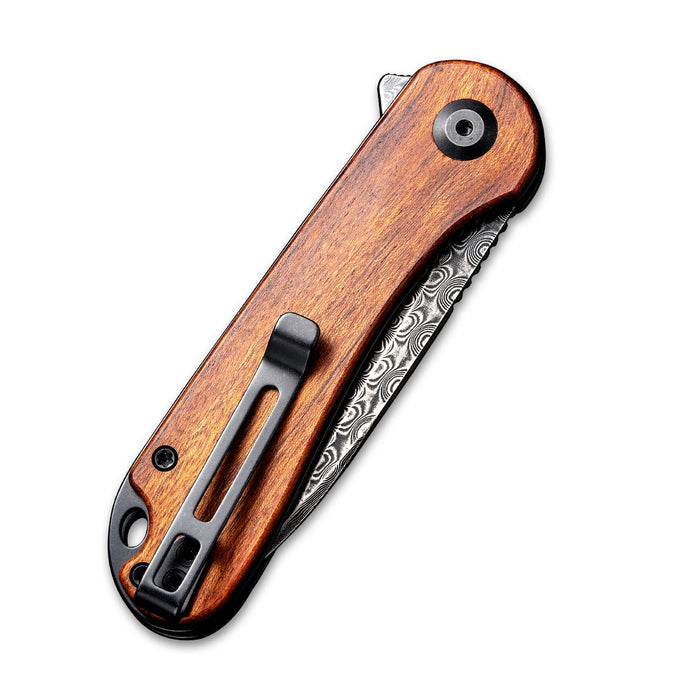 CIVIVI Elementum | Cuibourtia Wood Handle Black Hand Rubbed Damascus Blade Liner Lock