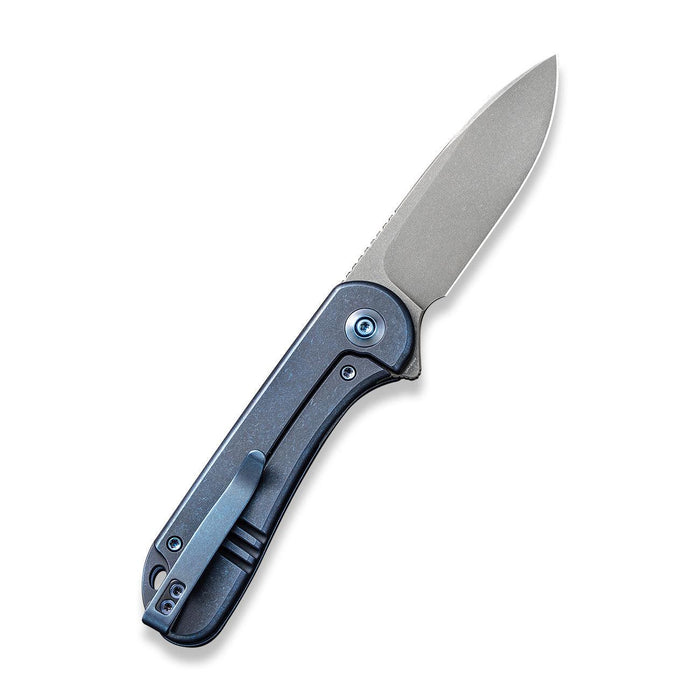 WE Elementum | Blue Titanium Handle Gray Stonewashed CPM 20CV Blade Frame Lock